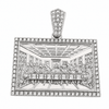 Solid 925 Sterling Silver The Last Supper Rectangular Pendant Iced CZ