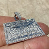 Solid 925 Sterling Silver The Last Supper Rectangular Pendant Iced CZ
