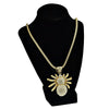 Spider Gold Finish Iced Pendant 36" Franco Chain Necklace