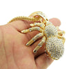 Spider Gold Finish Iced Pendant 36" Franco Chain Necklace