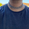 Spike Chain 16" Inch X 25MM Silver Tone Iced Choker