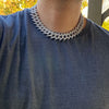 Spike Chain 18" Inch X 25MM Silver Tone Iced Choker Necklace