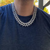 Spike Chain 20" Inch X 25MM Silver Tone Iced Necklace