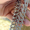 Spike Chain 24" Inch X 25MM Silver Tone Iced Necklace
