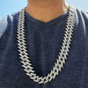 Spike Chain 30" Inch X 25MM Silver Tone Iced Necklace