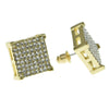 Square Earrings Iced Gold Finish 14MM