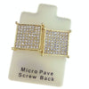 Square Gold Finish Iced 14MM Screw Earrings