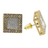 Square Gold Finish Iced Glitter Earrings 15MM