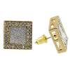 Square Gold Finish Iced Glitter Earrings 15MM