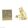 Square Iced Earrings Gold Finish 15MM