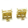 Square Iced Earrings Gold Finish 15MM