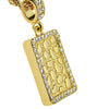 Square Nugget Micro Pendant Gold Finish Rope Chain Necklace 24"