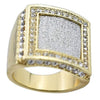 Square Sand Blast Gold Finish Iced Hip Hop Ring