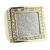 Square Sand Blast Gold Finish Iced Hip Hop Ring