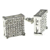 Square Silver Tone Iced Earrings 14MM
