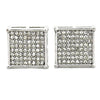 Square Silver Tone Iced Earrings 15MM