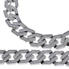 Squared Cuban Links Chain Silver Tone Sand Blast Necklace 20MM 30"