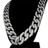 Squared Cuban Links Chain Silver Tone Sand Blast Necklace 20MM 30"