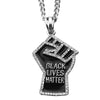 Stainless Steel BLM Fist Cuban Link Necklace 24"