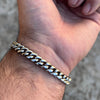 Stainless Steel Cuban Link Bracelet Flooded Out Moissanite Iced Clasp 8MM