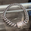 Stainless Steel Cuban Link Bracelet Flooded Out Moissanite Iced Clasp 8MM