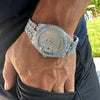 Stainless Steel Hip Hop Watch Silver Tone Iced Flooded Out Automatic