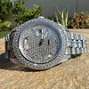 Stainless Steel Hip Hop Watch Silver Tone Iced Flooded Out Automatic