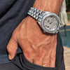 Stainless Steel Hip Hop Watch Silver Tone Iced Flooded Out Automatic