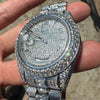 Stainless Steel Hip Hop Watch Silver Tone Iced Flooded Out Automatic