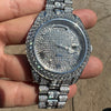 Stainless Steel Hip Hop Watch Silver Tone Iced Flooded Out Automatic