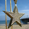 Star Micro Pave Gold Finish 36" Franco Chain Necklace