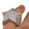 Star Two-Tone CZ Micro Pave Iced Flooded Out Ring