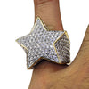 Star Two-Tone CZ Micro Pave Iced Flooded Out Ring