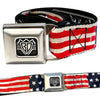 Stars & Stripes American USA Flag Belt Weathered US United States Seatbelt Style