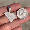 Sterling Silver State of South Carolina CZ Iced CZ Pendant