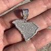 Sterling Silver State of South Carolina CZ Iced CZ Pendant