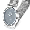 Super Flat Band Silver Tone & Black Hip Hop Watch