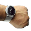 Super Flat Band Silver Tone & Black Hip Hop Watch