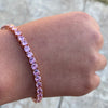 Tennis Bracelet Pink Iced Rose Gold Finish 7" or 8" Inch