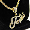 Texas Iced Pendant Gold Finish Rope Necklace 24"