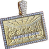 The Last Supper Rectangular Iced Pendant Gold Finish over 925 Sterling Silver