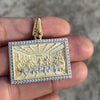 The Last Supper Rectangular Iced Pendant Gold Finish over 925 Sterling Silver