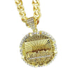 The Last Supper Round Pendant Gold Finish Cuban Chain Necklace 30"
