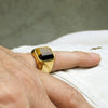 Tiger Eye Ring Gold Finish over Stainless Steel