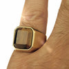 Tiger Eye Ring Gold Finish over Stainless Steel