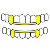 Top & Bottom Fangs w/Front Bars Real 10k Gold Vampire Teeth Vampire Canine Fangs Custom Grillz