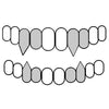 TOP & BOTTOM -NO BAR 925 Sterling Silver Custom Fangs Double Grillz Set Vampire Fang & Tooth