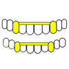 Top & Bottom Set W/Front Bars Gold Plated 925 Silver Diamond Dust Two-Tone K9 Canine Front Bar Custom Grillz