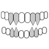 Top+Bottom With No Back Bars 925 Sterling Silver Diamond Dust Custom Fangs Grillz Set Double Vampire Teeth
