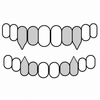 TOP & BOTTOM-YES BAR 925 Sterling Silver Custom Fangs Double Grillz Set Vampire Fang & Tooth